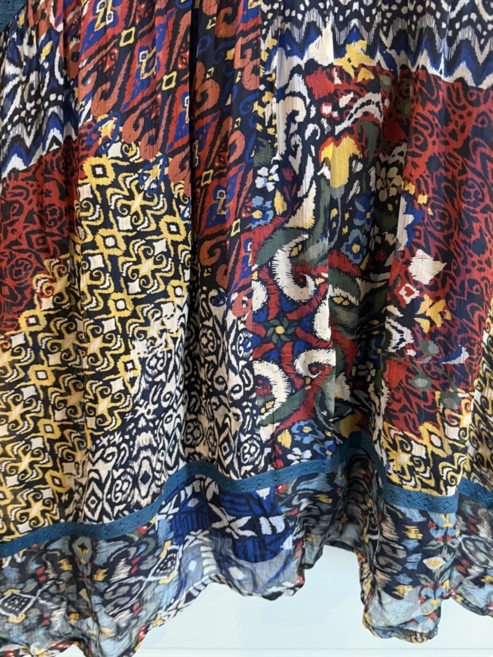 Sundance Trephina Sheer Patchwork Dress Crochet Trim Boho Petite XL - Picture 11 of 11